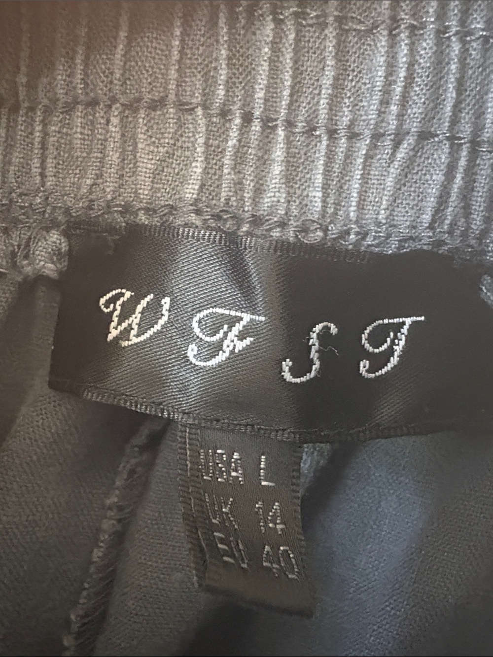 Smocked-Waist Wide Leg Pants in Charcoal - Picture 2 of 4